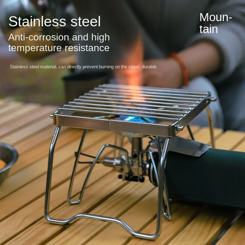 Outdoor Stainless Steel Stove Holder Camping Portable Folding Mini Barbecue Rack Pot Holder Baking Tray Holder photo 1