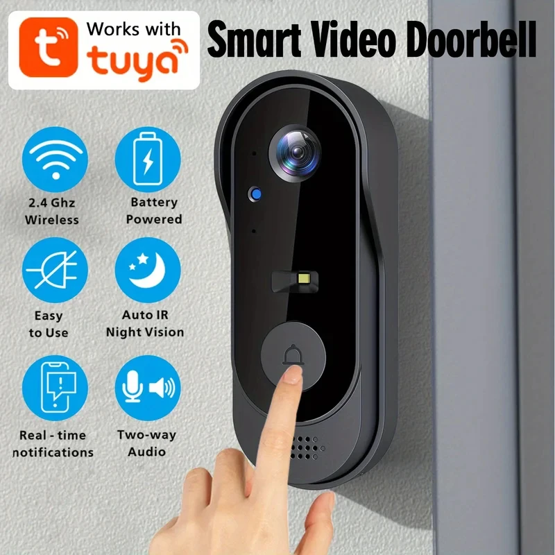 Tuya WiFi Home Smart Video Doorbell Outdoor Bidirectional HD Door Eye Camera 1080P Support SD Card Cloud Storage Waterproof photo 1
