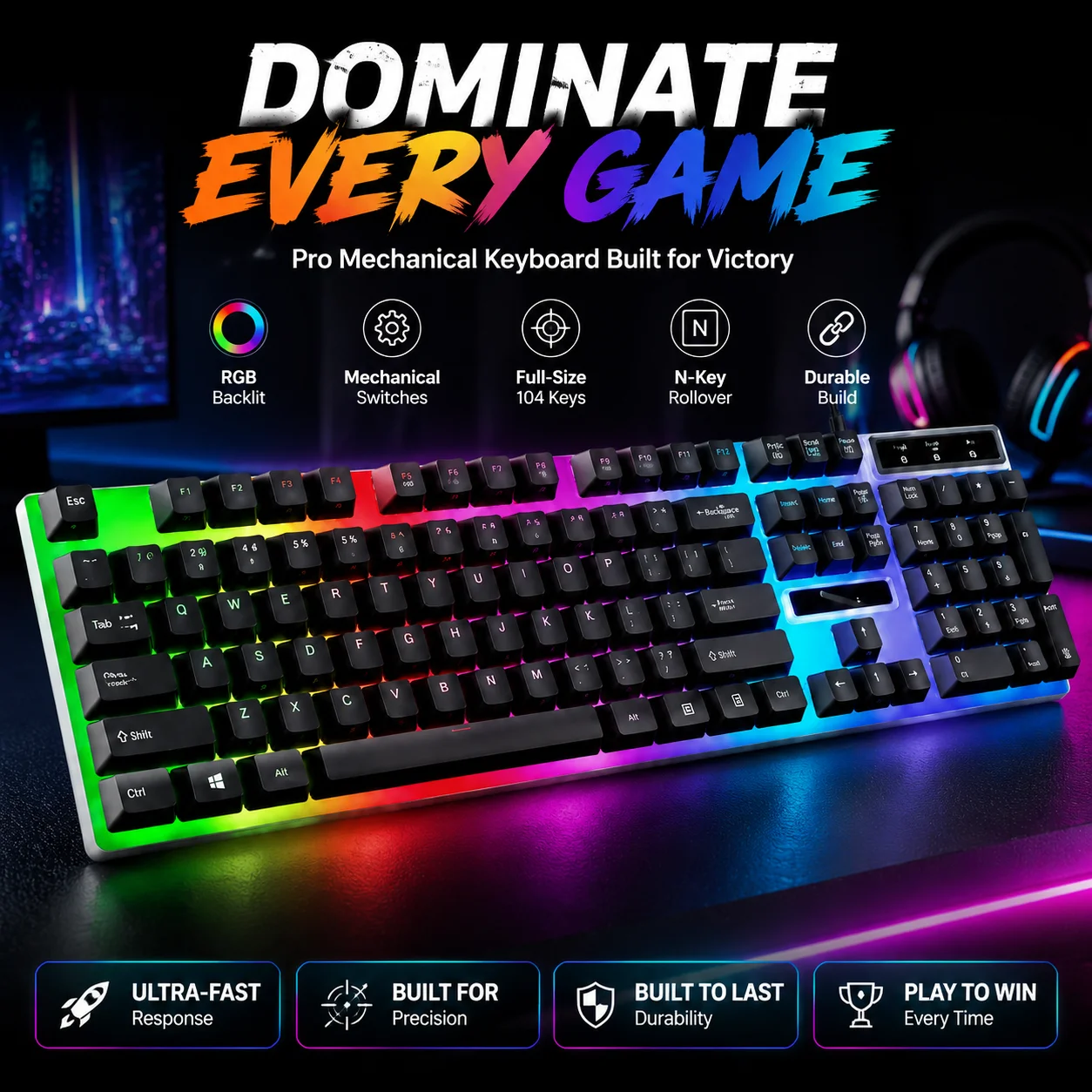 Cool RGB Backlit Wired Mechanical Gaming Keyboard and Mouse Combo Ergonomic Keyboard Set With USB Plug And Play For PC Computer photo 4