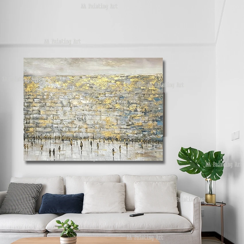 Large Luxury Canvas Art, Jewish Artwork Home Decor, Jerusalem Western Wall Orginal Oil Painting Canvas Picture, Handpainted Art photo 6