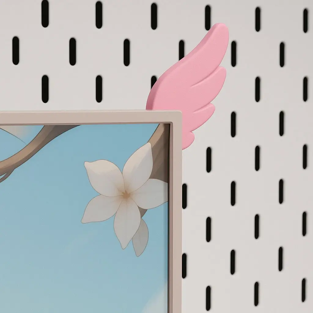 A Pair 3D Printing Cute Decorative Ornaments E-sports Room Pink Wings Monitor Decorative Ornaments Creative Gifts for Friends photo 4