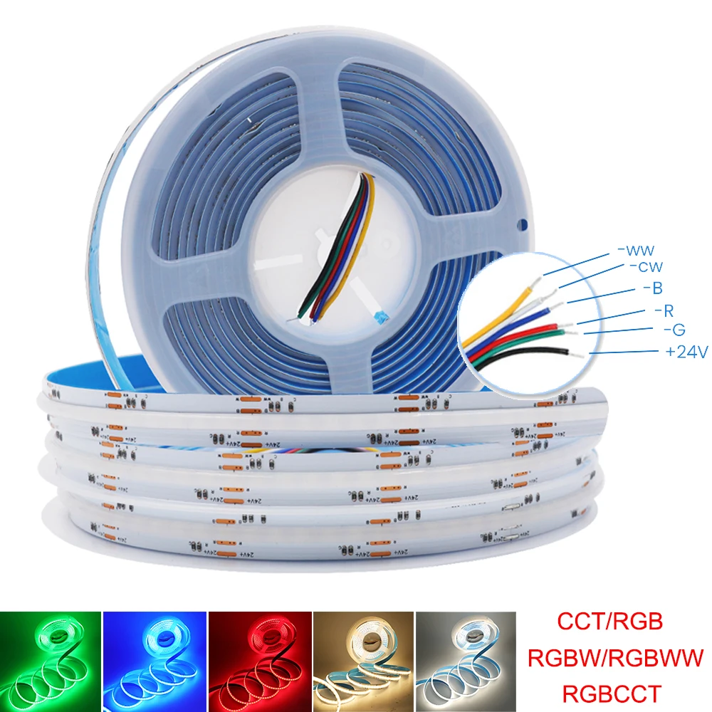 24V RGBCCT/RGB/RGBW/RGBWW COB LED Strip Light DC 12V 784 840LEDs/m High Density Dotless FOB Flex LED Tape Ribbon Lights Bar photo 1