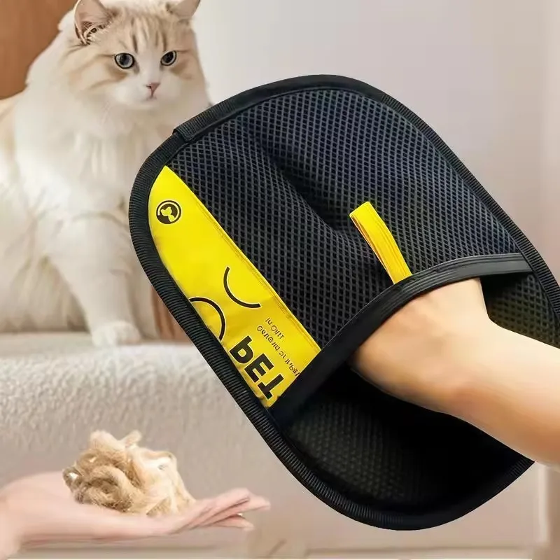 Pet Cats Hair Remover Gloves Electrostatic For Dogs Reusable Washable Grooming Glove With 2-In-1 Lint Roller Brush photo 1