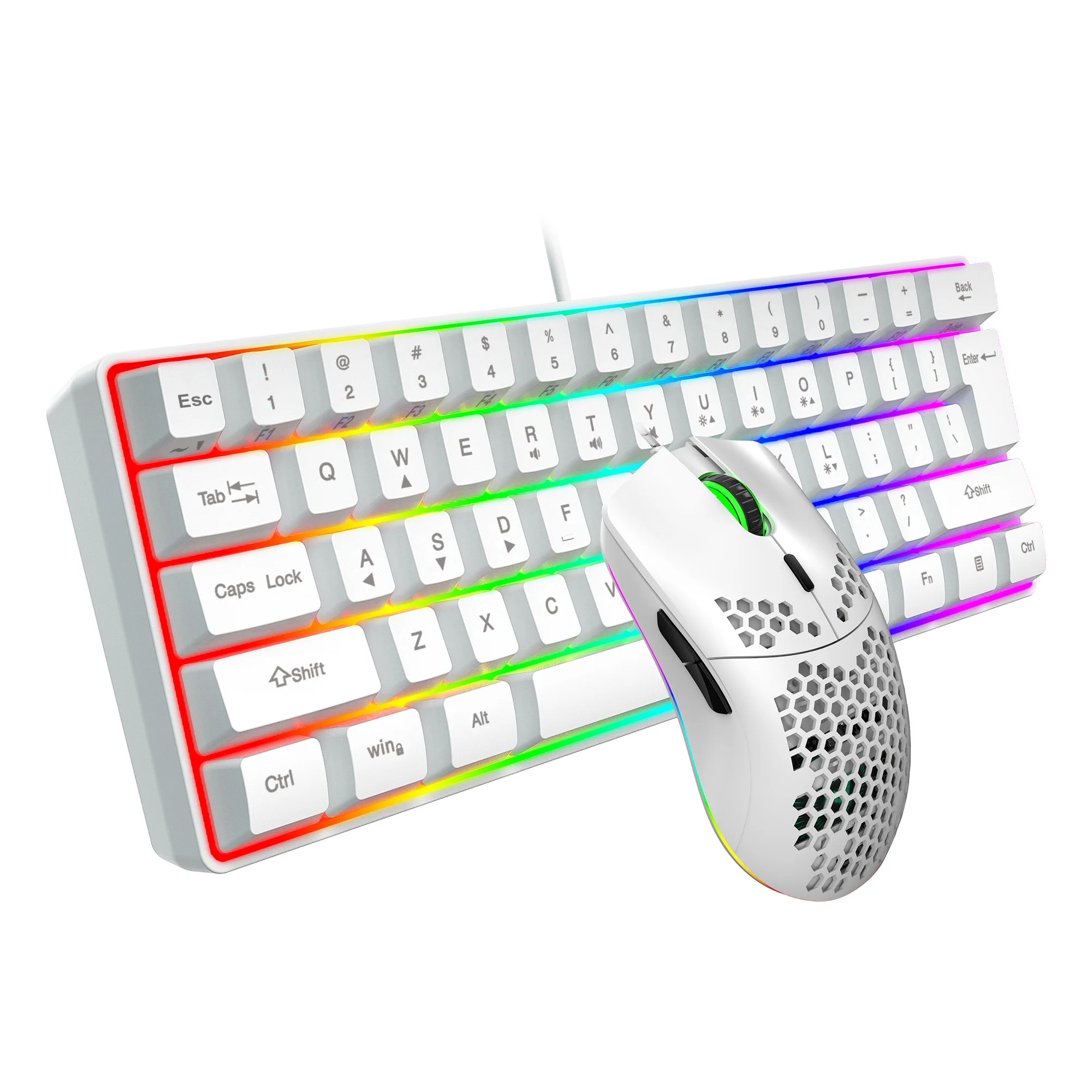Hot Selling HXSJ 61 Keys V700 RGB Luminous Mechanical Feel Keyboard and Mouse Combos Gaming Set for Computer Game photo 1