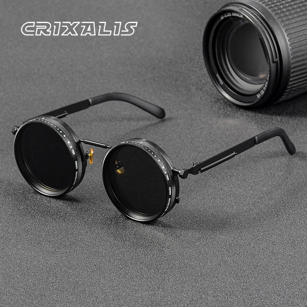 CRIXALIS Polarized Round Sunglasses ND9 Adjustable Dimming Men Women Retro Punk Men's Fishing Eyeglasses Outdoor Shades UV400 photo 1
