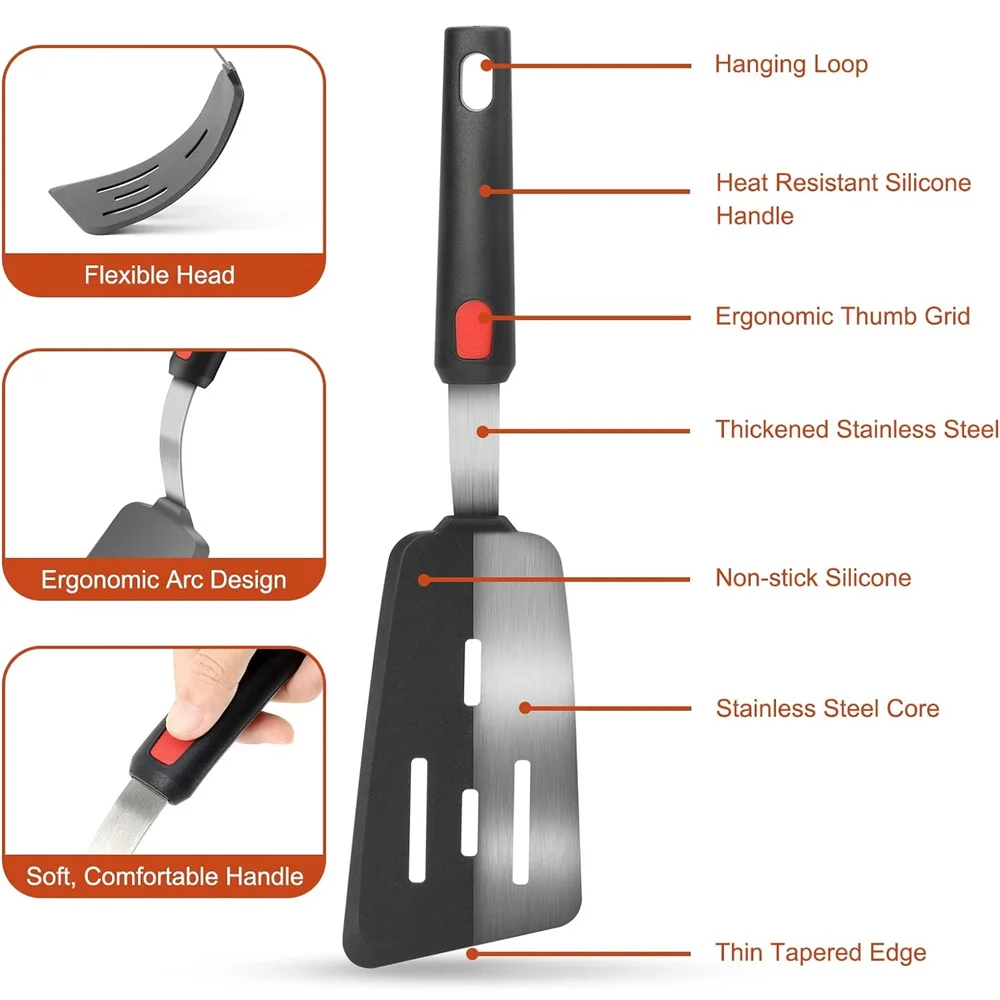 Silicone Spatula for Non Stick Pots High-temperature Resistant High Quality Stir Spring Steel Fry Spatula Tools Kitchen Utensils photo 3