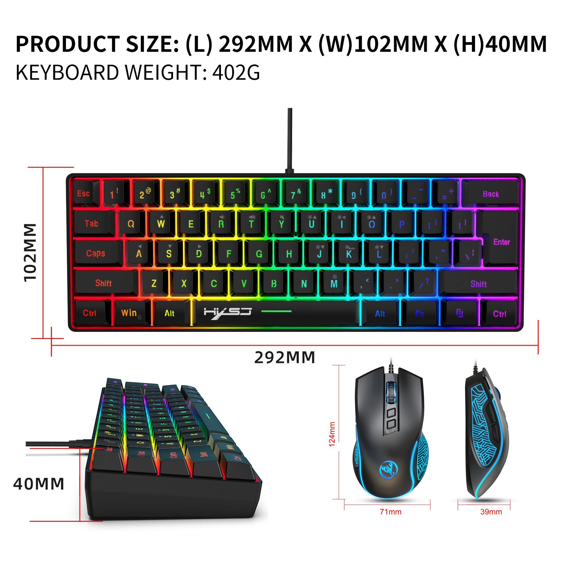 Keyboard and Mouse Teclados Kit Gamer Keyboards Combos 60%PC Teclado E Branco Clavier Souris Gaming Deofertas Maus Und Tastatur photo 6