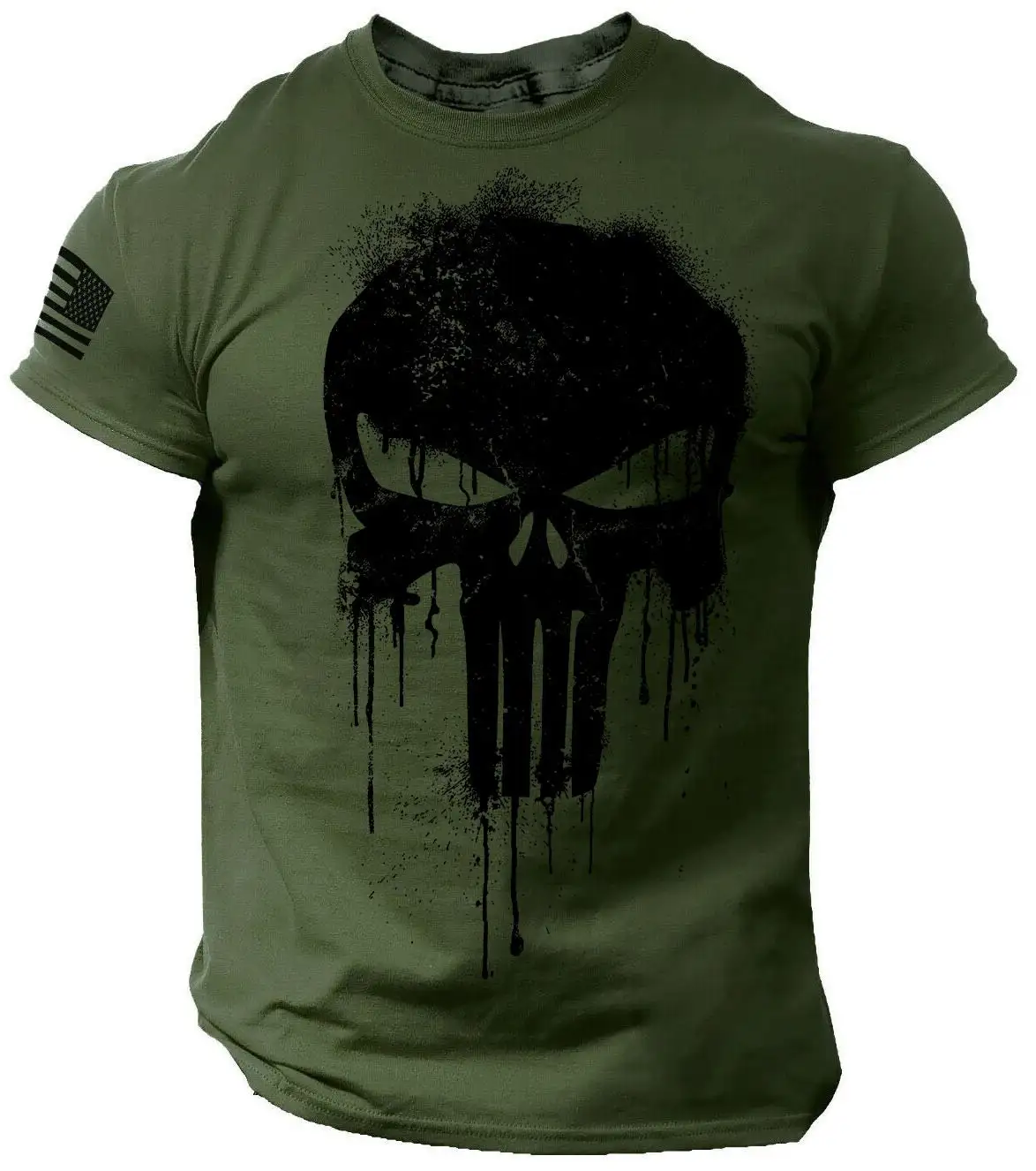 Men's T Shirt for Men 3D Print Military Patriotic Skull Dropped T Shirt Oversized Short-Sleeved Sportswear Men Clothing Top Tees photo 2