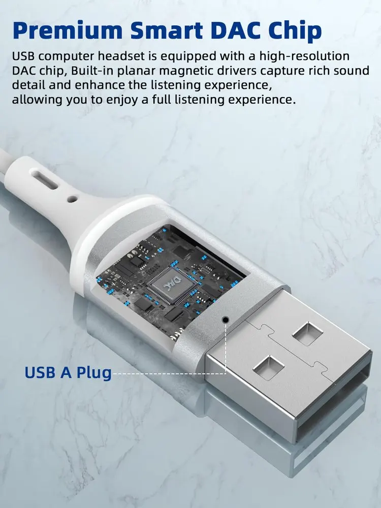 USB A Earphones for PC Desktop Gaming Headset with Noise Cancelling Microphone Silent Audio Control Headphones for Laptop PS 4/5 photo 4