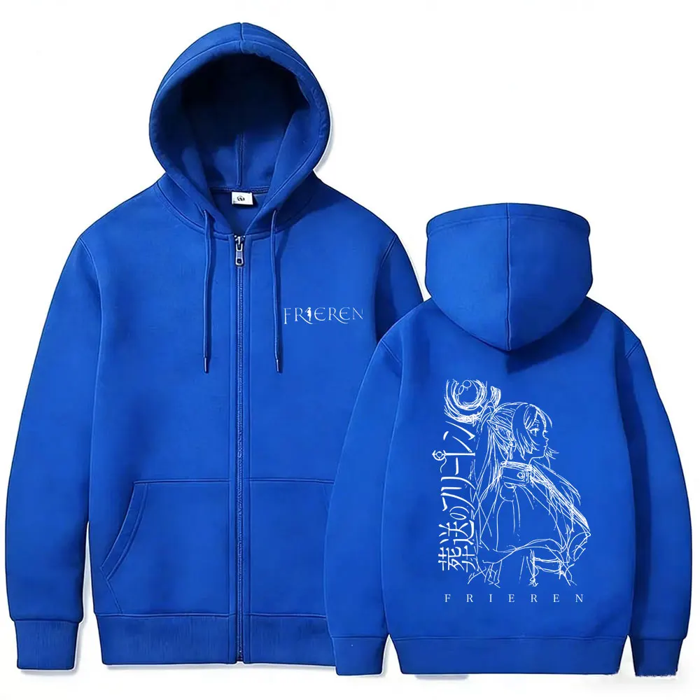 Anime Frieren Beyond Journey's End Print Zipper Hoodie Men Women Casual Oversized Zip Up Hoodies Male Manga Kawaii Humor Jacket photo 3