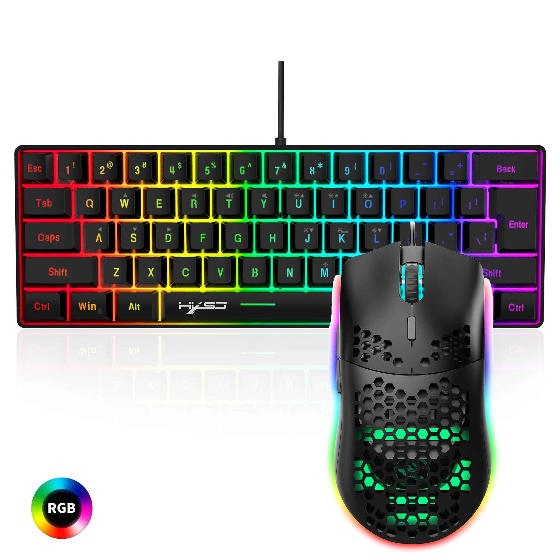 Hot Selling HXSJ 61 Keys V700 RGB Luminous Mechanical Feel Keyboard and Mouse Combos Gaming Set for Computer Game photo 6