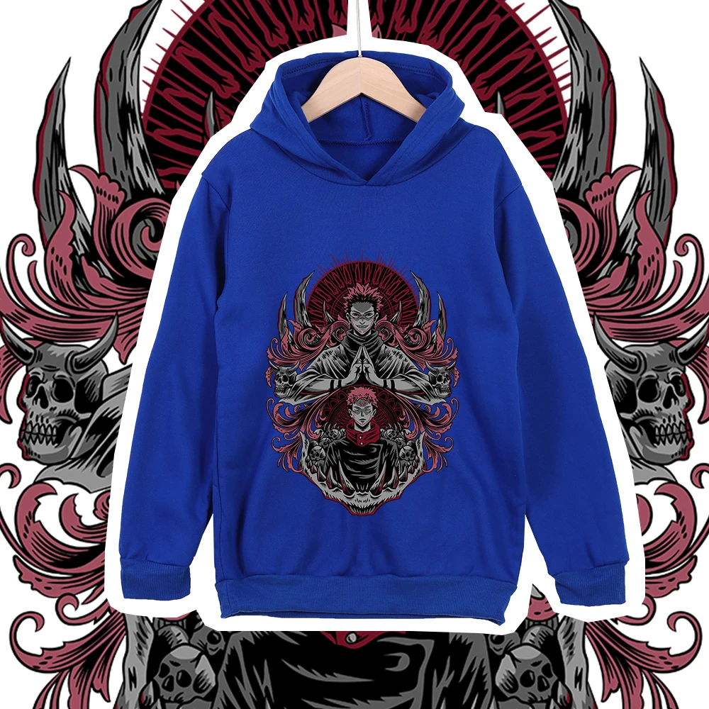 Kids Anime Hoodie Jujutsu Kaisen Sukuna Itadori Print Cotton Sweatshirt Unisex Boys Girls Casual Pullover 100-160cm photo 6