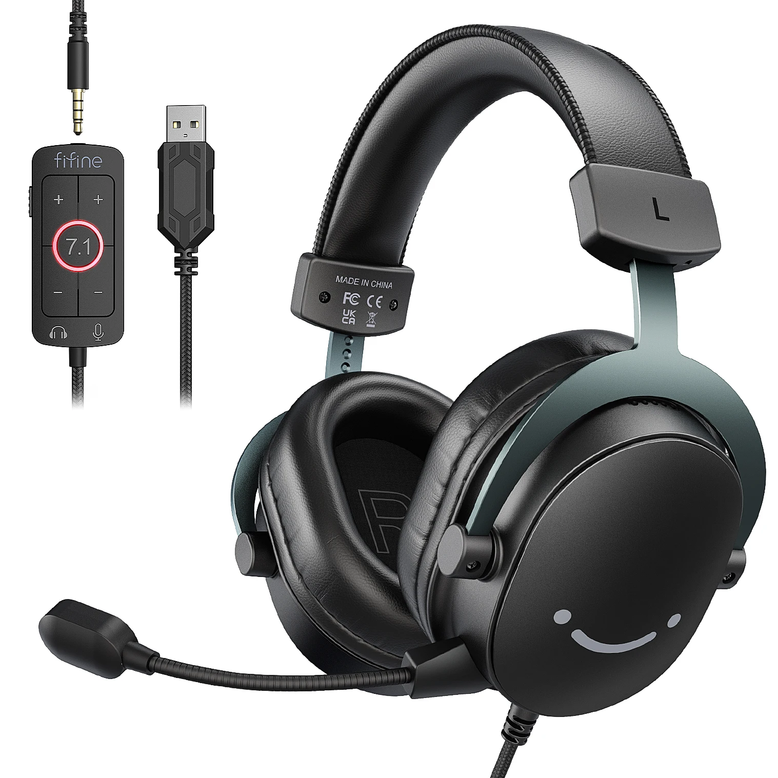 FIFINE Headset,3.5 mm Jack & USB Headphone with 7.1 Surround Sound/Volum Control/Mute Switch for PC / MAC / PS4 / PS5 Mixer-H9 photo 1