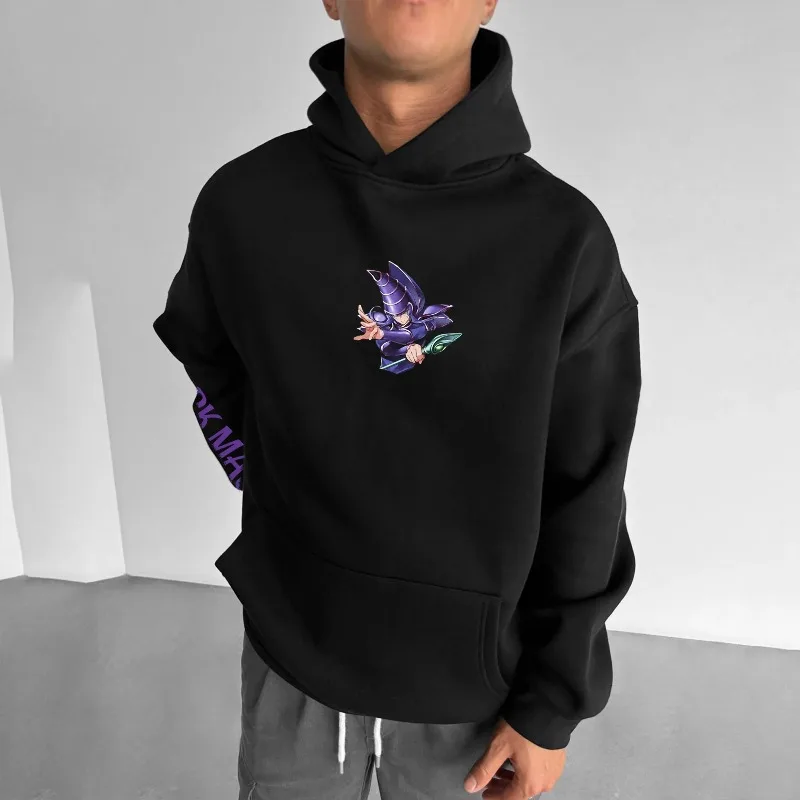 2025 Classic Anime Yu Gi Oh Character Dark Game Printed Men's Autumn and Winter Thick and Wide Y2K Halloween COS Wide Hoodie photo 3