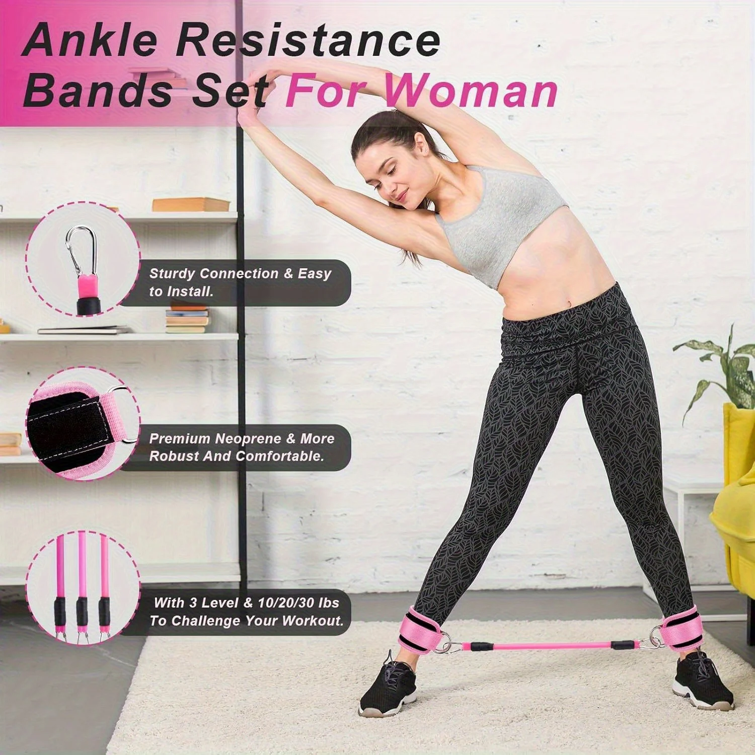 11pcs Home Gym Leg & Hip Toning System - Resistance Bands & Ankle/Thigh Trainer Set with Adjustable Tension Levels photo 6