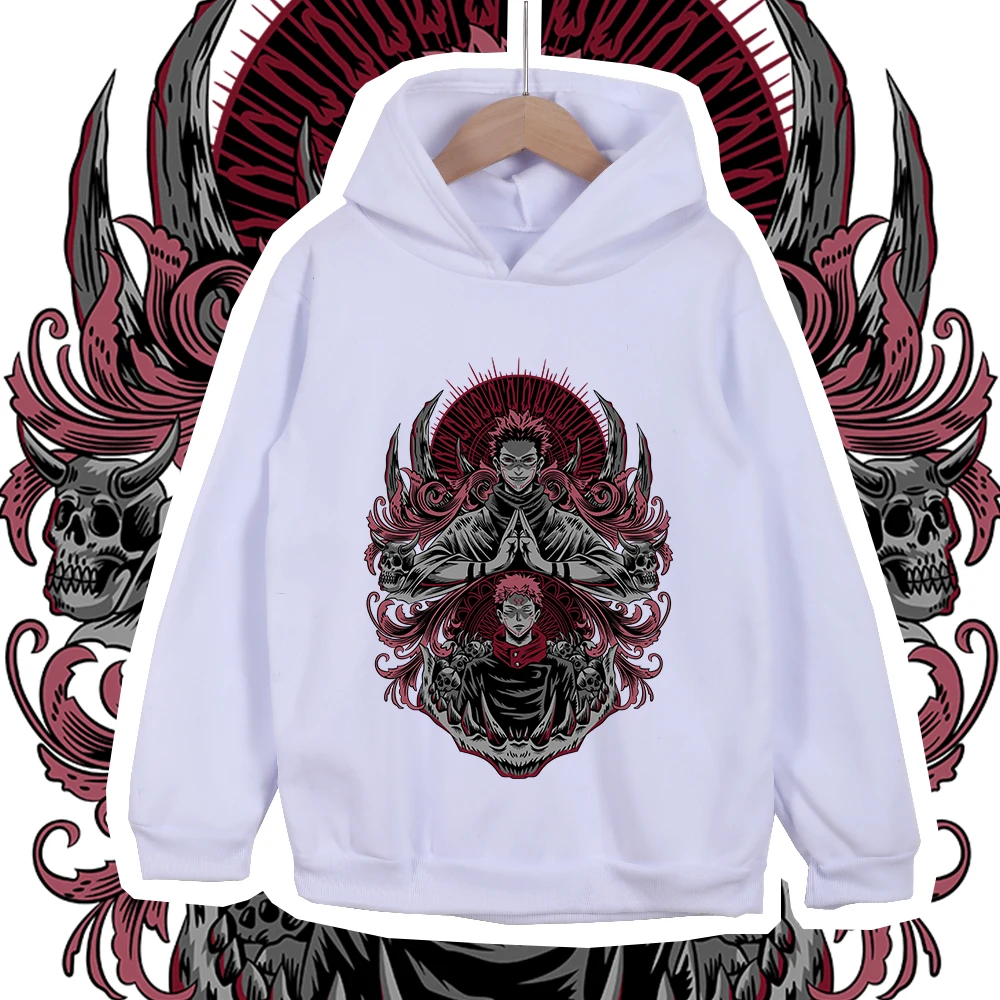 Kids Anime Hoodie Jujutsu Kaisen Sukuna Itadori Print Cotton Sweatshirt Unisex Boys Girls Casual Pullover 100-160cm photo 1