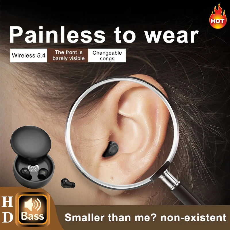 SK26 Bluetooth 5.4 Wireless Earphones Small Earbuds Sleeping Sport Invisible Headphones Bass Sound Quality Headset Sliding Cover photo 1