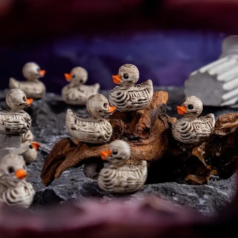 20-Pack 0.6in Gothic Cute Skull Ducks - Resin Figurines for Halloween, Gothic Home, Office, Party - Compact Desk Decor photo 6