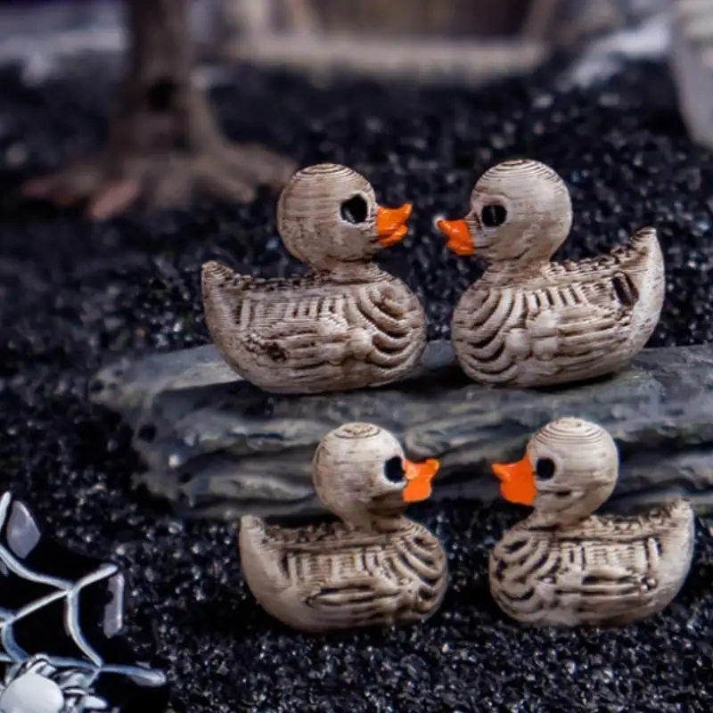 20-Pack 0.6in Gothic Cute Skull Ducks - Resin Figurines for Halloween, Gothic Home, Office, Party - Compact Desk Decor photo 3