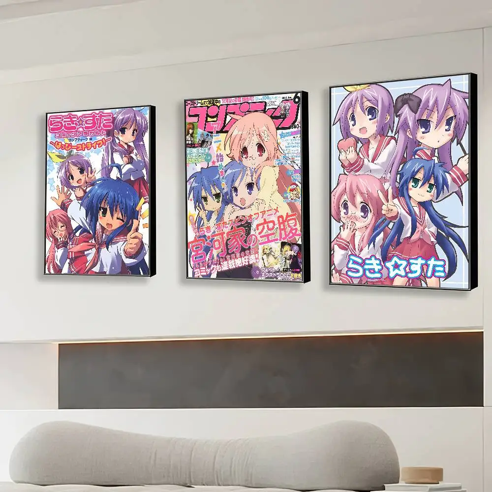 Anime Lucky Star Kawaii Self-adhesive Art Poster Decoracion Painting Wall Art White Kraft Paper Home Decor photo 3