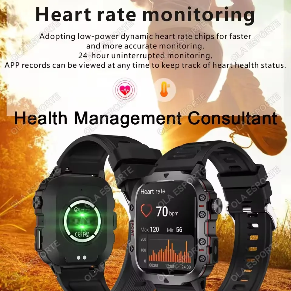 2026 New Military Smart Watch Men 3ATM Outdoor Sports Fitness Tracker Blood Pressure Health Monitor BT Calls GPS Smartwatch HT30 photo 5