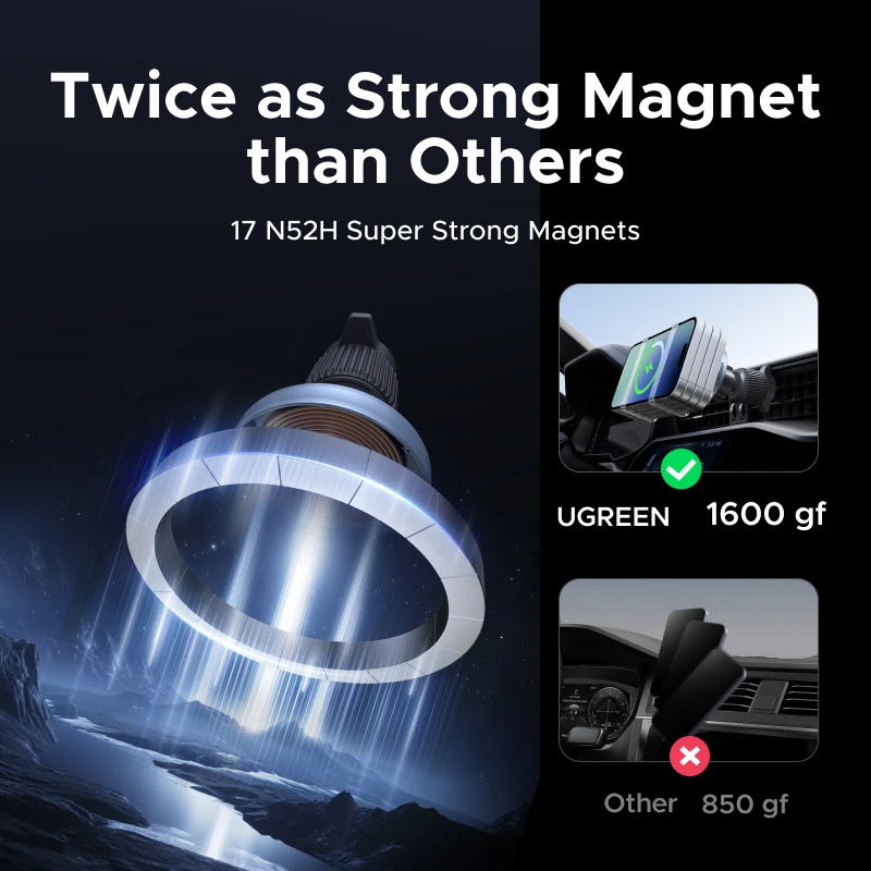 UGREEN Qi2.2 25W 15W Magnetic Car Phone Holder Wireless Charger Stand For iPhone 17 16 Pro Max Charging Magnetic Car Charger photo 3
