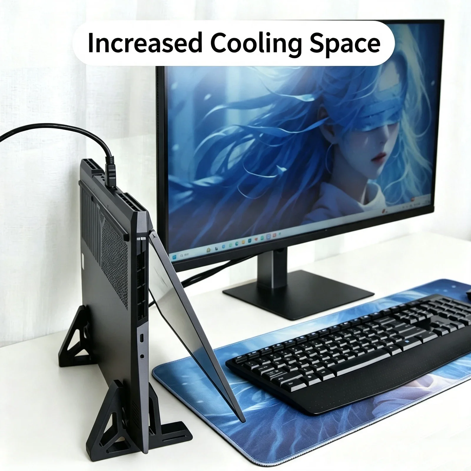 Laptop Vertical Stand Dual‑Use Desktop Holder With Anti‑Slip Strip For Laptop Tablet Phone Space‑Saving Upright Support Bracket photo 2