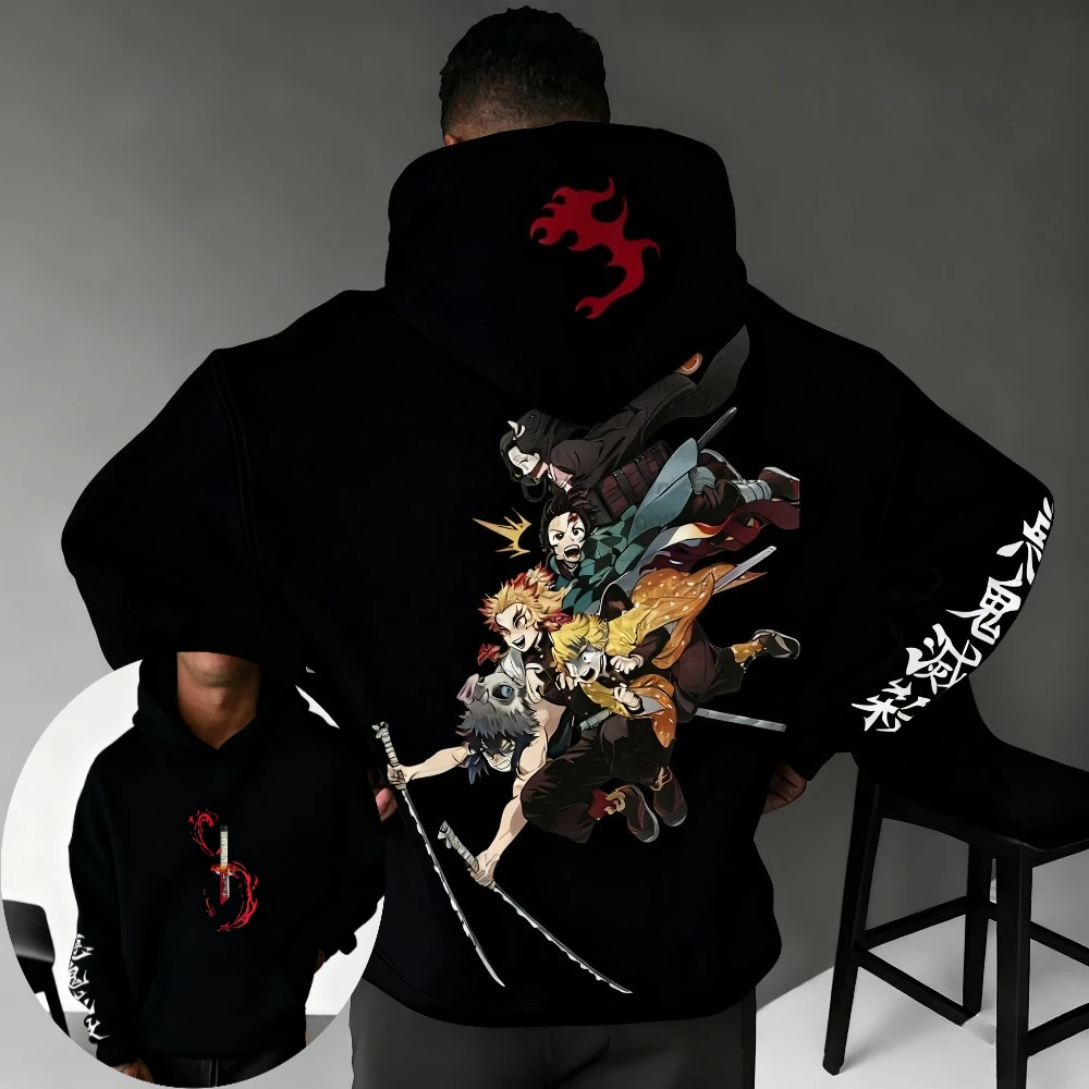 Demon Slayer: Kimetsu no Yaiba Men Hoodie Sweatshirt Japanese Anime Spring Autumn Winter Boy Long-sleeved Parent-child Outfit photo 1