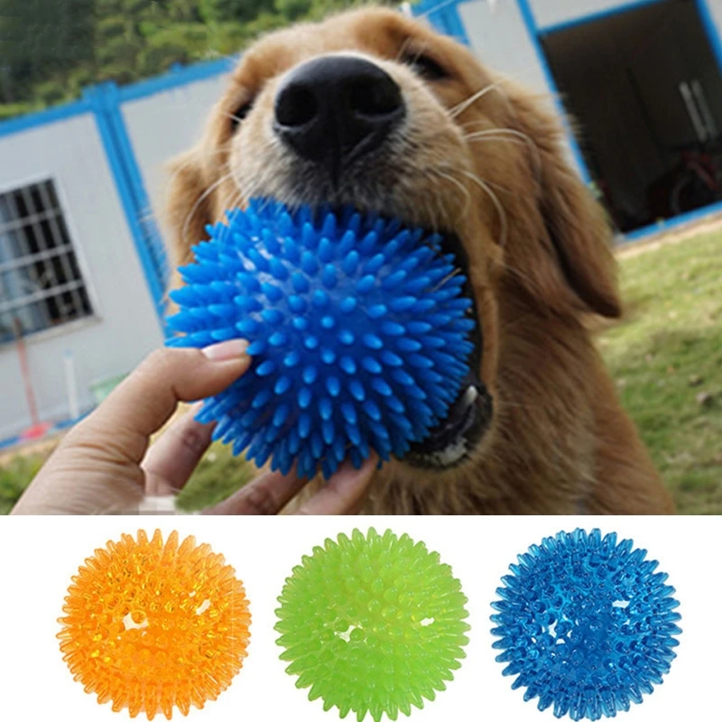 Pet Dog Toys Cat Puppy Sounding Toy Polka Squeaky Tooth Cleaning Ball TPR Training Pet Teeth Chewing Toy Thorn Balls Accessories photo 1