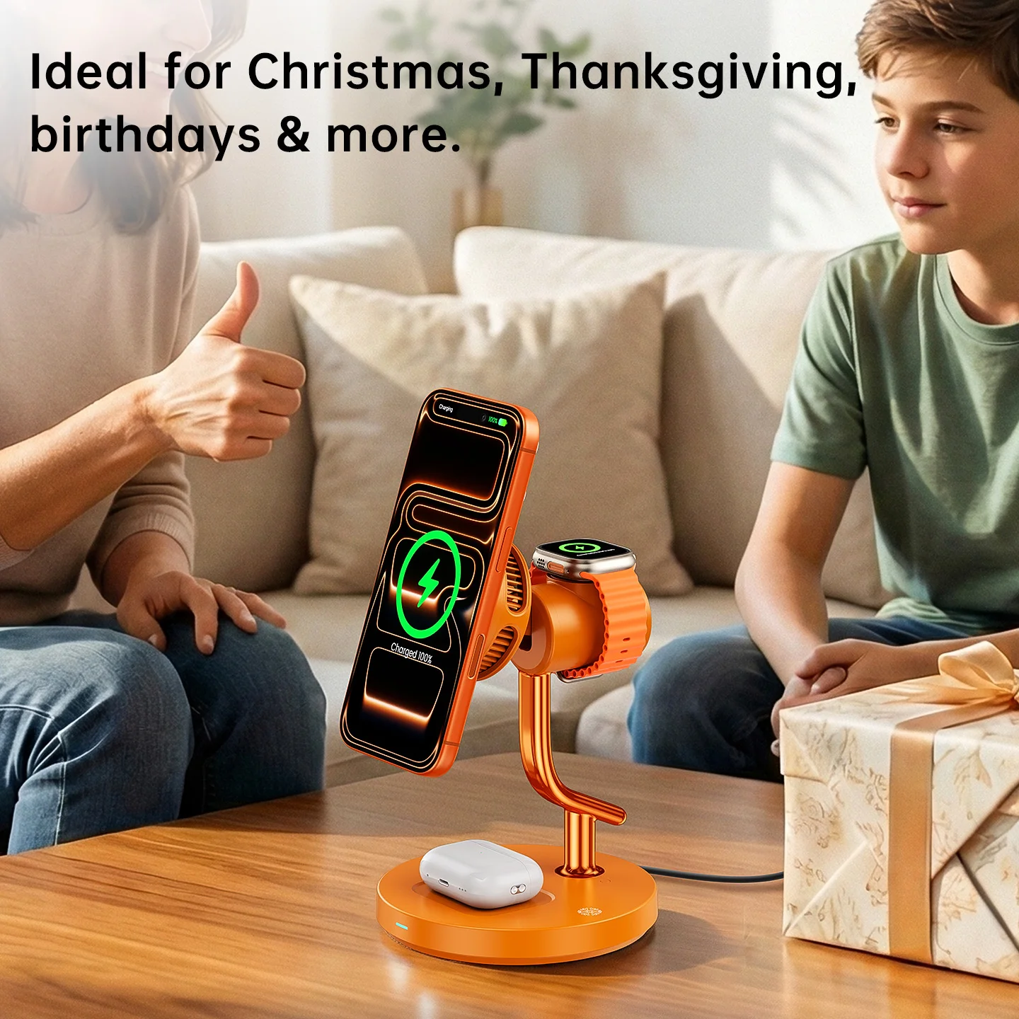 Qi2 25W TEC Cooling Fan Light Night Magnetic Wireless Charger Stand for iPhone 17 Pro Max Samsung Apple Watch 2-8 SE Airpods Pro photo 4