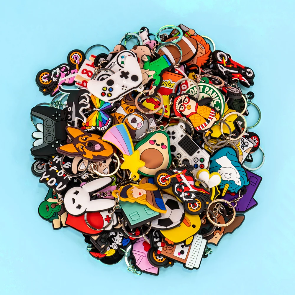 10/20/50/100 PCS Random Keychain Cute Animal Cartoon Anime Key Chain Kawaii Keyring fit Car Key Accessories Friends Key Gift photo 1