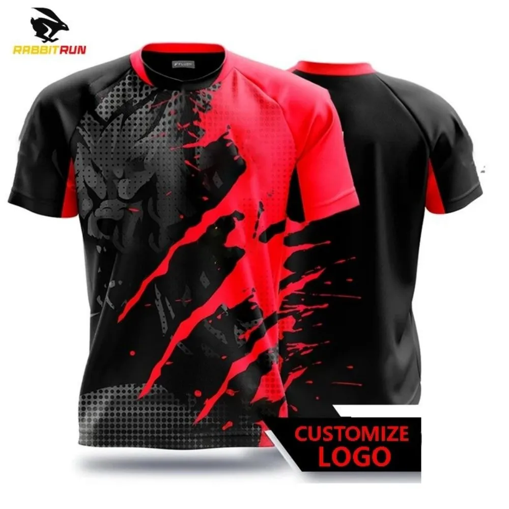 New men's breathable and comfortable T-shirt with striped printed pattern outdoor casual sports top photo 2