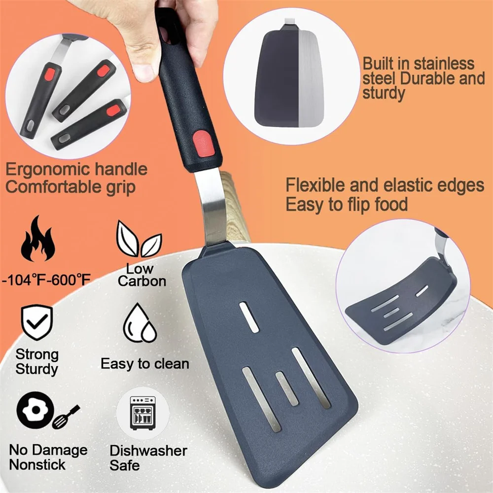 Silicone Spatula for Non Stick Pots High-temperature Resistant High Quality Stir Spring Steel Fry Spatula Tools Kitchen Utensils photo 5