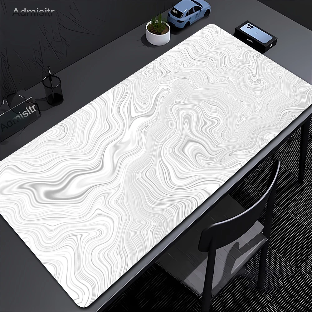 XXL Desk Mat Black And White Strata Liquid Mousepad Large Abstract Mouse Pad Gaming Deskmat With Lockedge Office Non-slip Carpet photo 3
