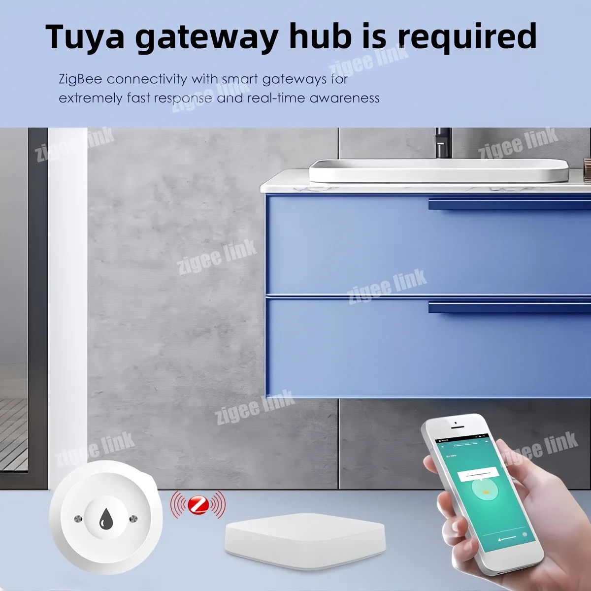 Zigbee Water Leakage Sensor Flood Overflow Security Detector APP Real-Time Remote Alert For Household Anti-Water-Leak Protection photo 2
