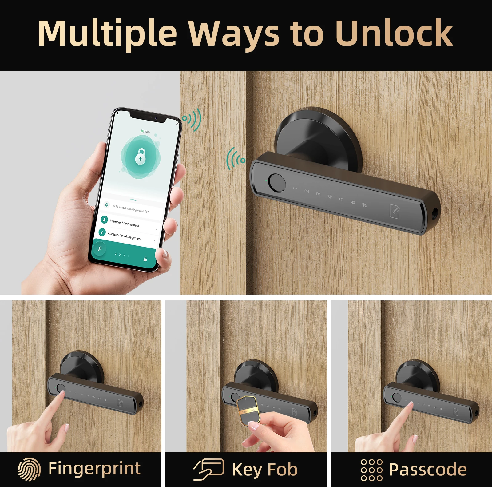 Viladepot Smart Lock Fingerprint Door Lock App Control Passcode Unlock Electronic Touchscreen Keypad photo 3