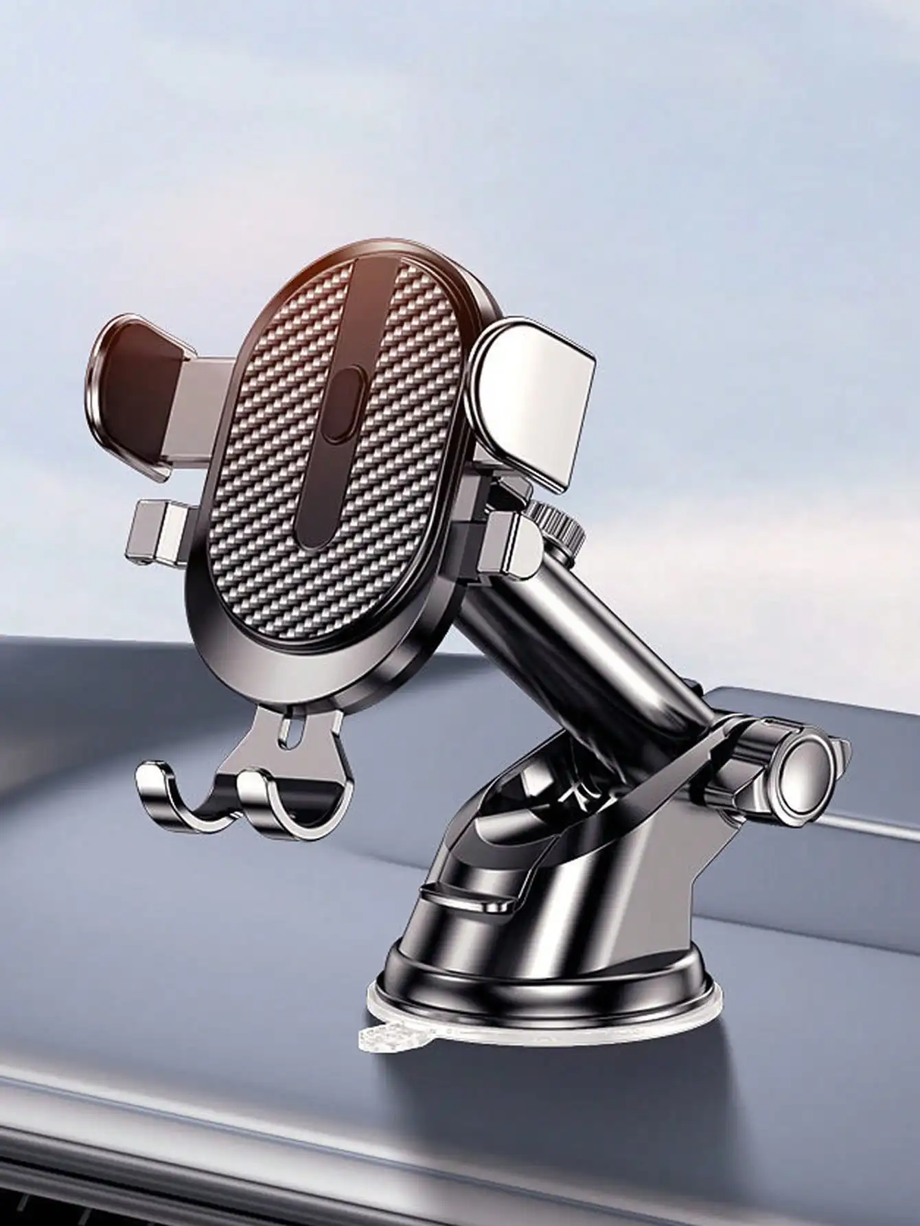 1Pc Suction Cup Car Phone Holder, Suction Mount Mobile Smartphone & Tablet Car Bracket, Fits Dashboard & Windshield, With Retrac photo 1
