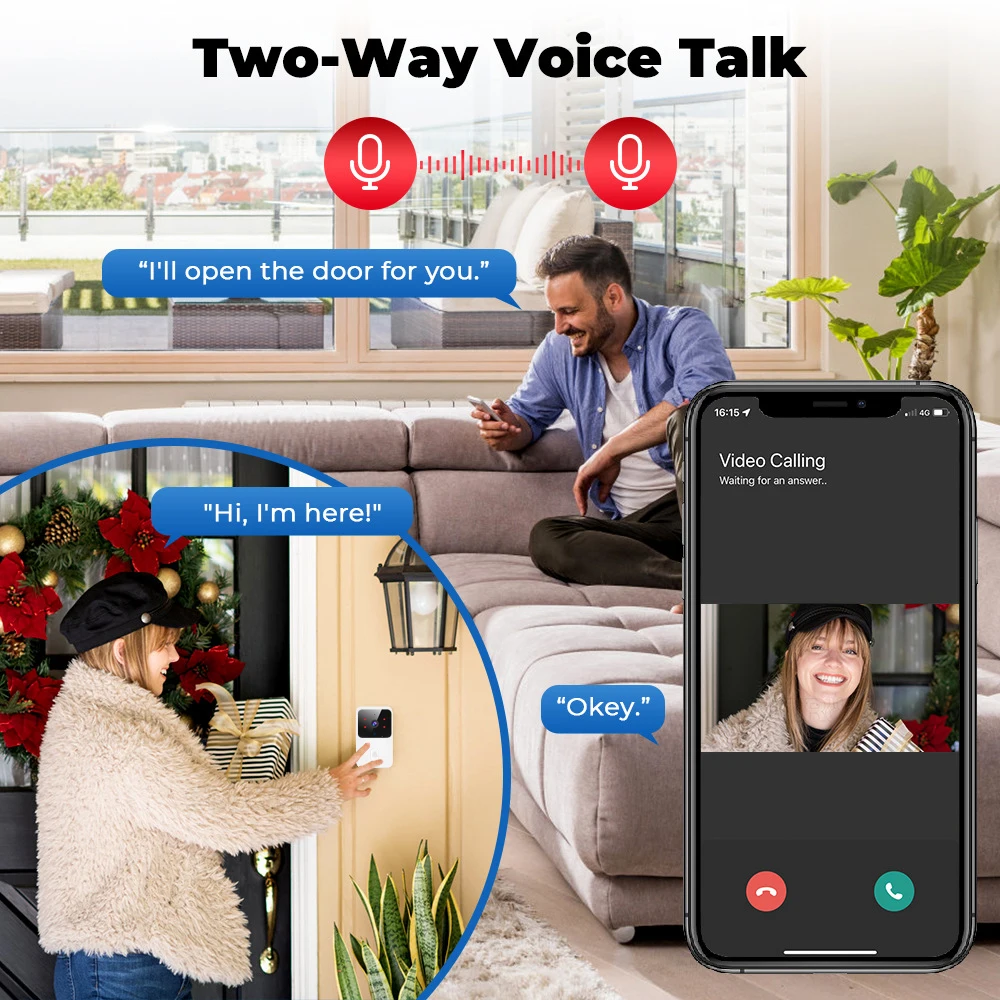 Wireless Video Doorbell Camera, WiFi Two-way Talk Doorbell with IR Night Vision, Smart Home Security Surveillance Monitor photo 3