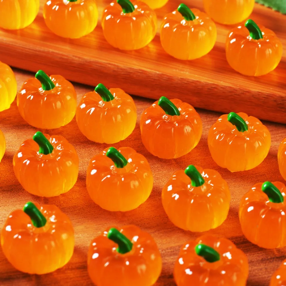 10-100Pcs Halloween Mini Clear Resin Pumpkin Ornaments Tiny Pumpkin Figurines Micro Landscape Accessories Fairy Garden DIY Decor photo 5