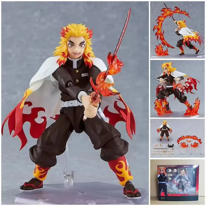 Figma 553 Demon Slayer Rengoku Kyojuro Movable Action Figure With Flame Effect Accessoriescollectible Anime Model For Anime Fans photo 3