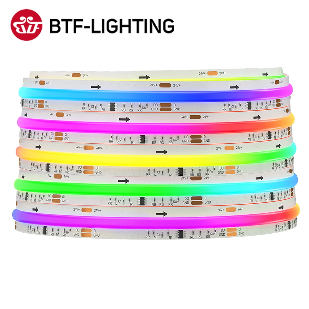 FCOB SPI RGB IC LED Light Strip WS2811 Addressable 720 630 LEDs Dream Color DC12V 24V WS2812B High Flexible FOB COB Lights photo 1