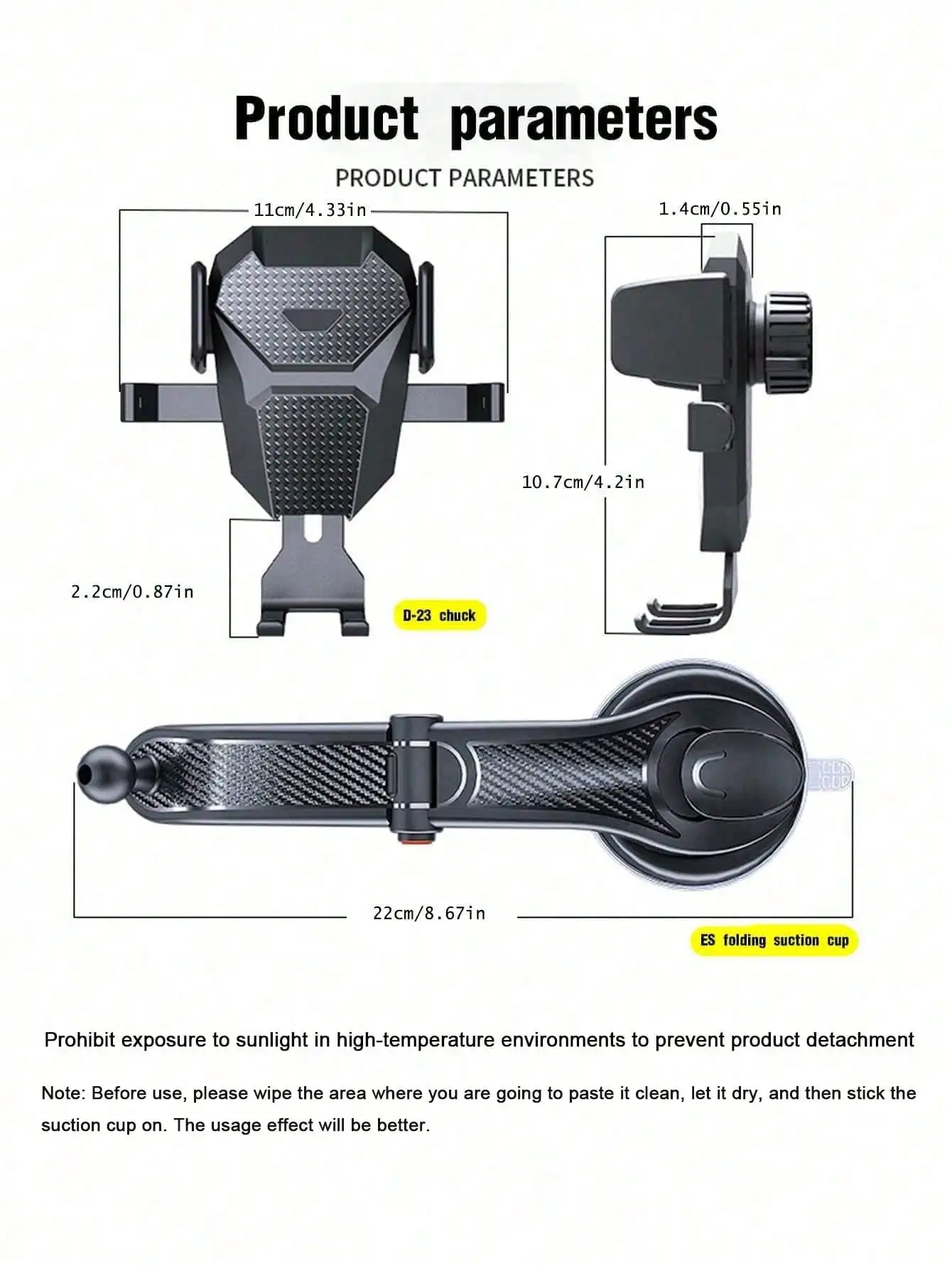 1Pc Car Suction Cup Phone Holder, Multifunctional Dashboard Car Mount, Auto Supplies Phone Navigation Bracket (Wipe The Paste Ar photo 3