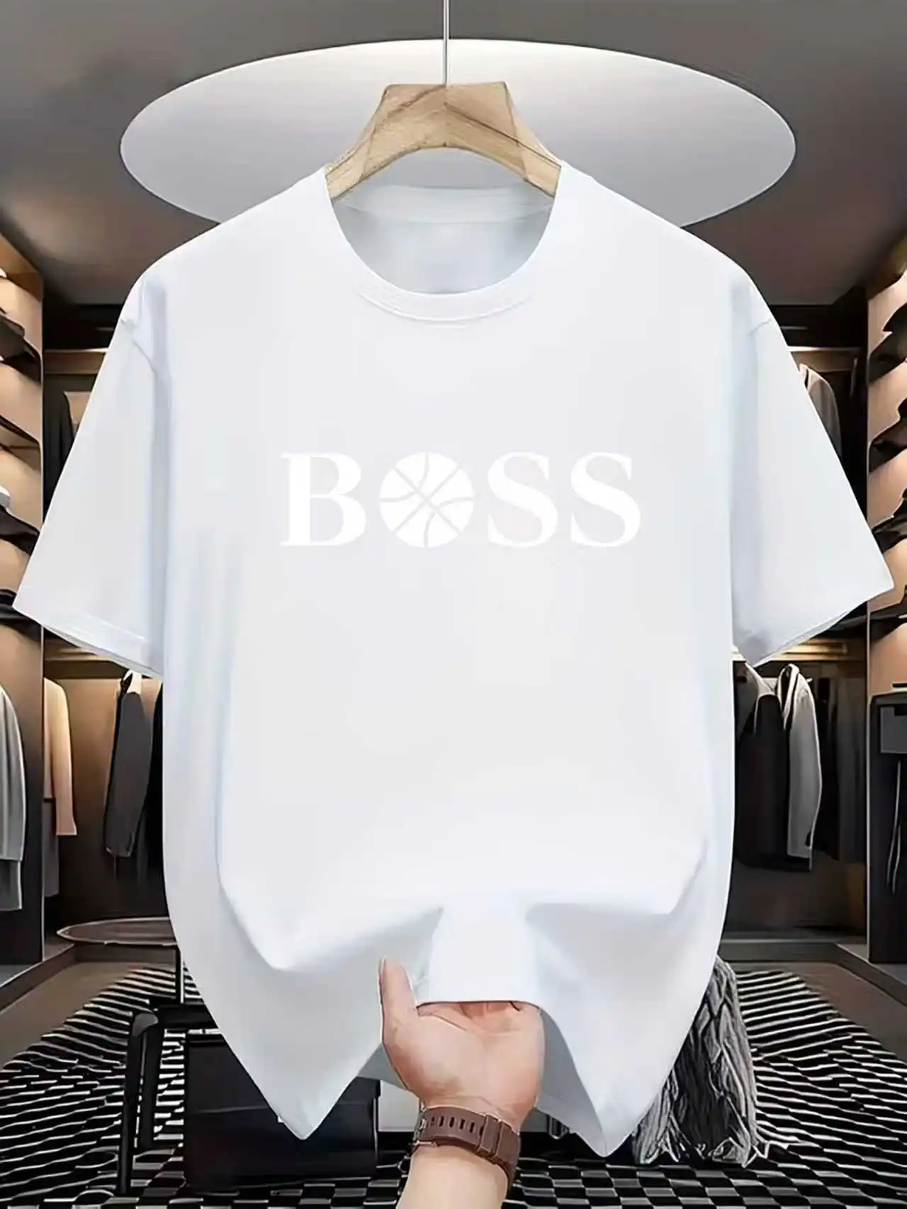Men's summer fashion casual sports loose print round neck short sleeved T-shirt topBreathable Quick Drying photo 6
