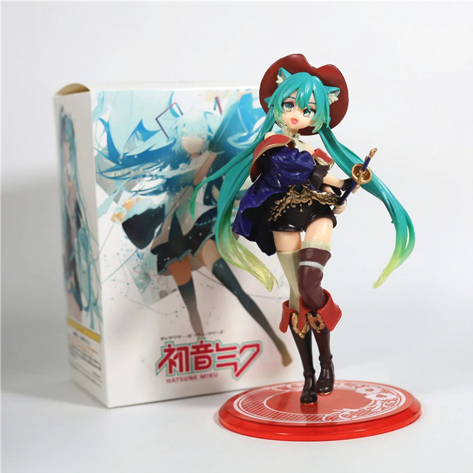 Hatsune Miku Desktop Cute Action Figure Tale Wonderland Miku Puss in Boots Anime Figurine Kawaii Girl Model Toy Adorable Decor photo 3