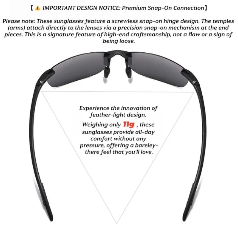 Ultra Light 11g TR90 Frameless Polarized Sunglasses - Flexible & Comfort Fit, Square Shape for Driving, Fishing, Outdoor photo 6