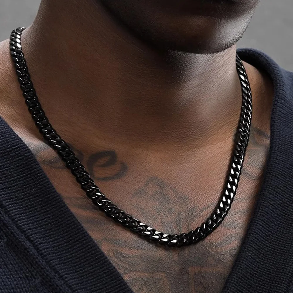 3/5/7mm Stainless Steel Cuban Link Chain Classic Punk Personality Jewelry Simple Fashion Hip-hop Couple Necklace for Men Women photo 5