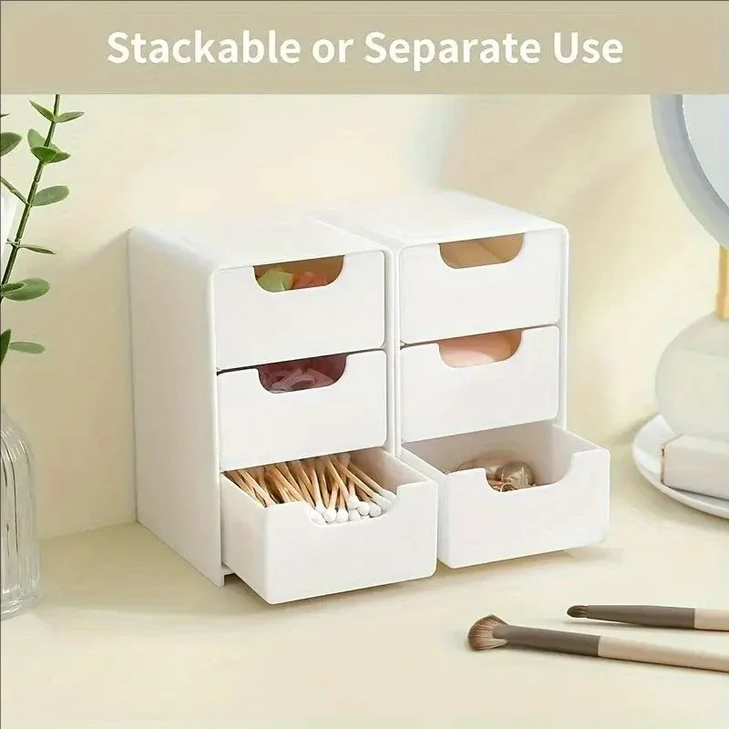1pc 3-Tier Desktop Organizer with Drawers, Plastic Storage Box for Stationery/School/Office Supplies photo 3