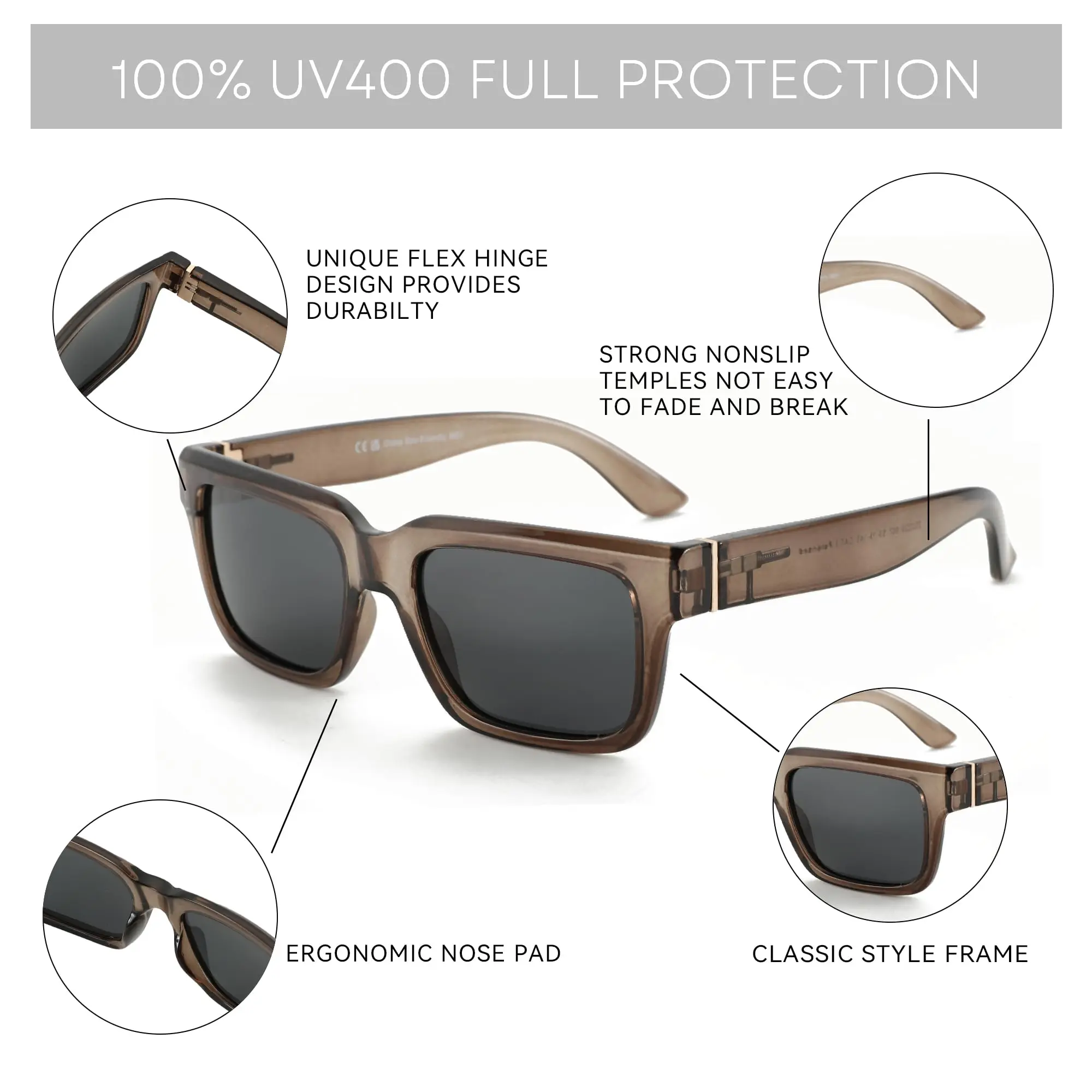 ZENOTTIC Retro Rectangle Sunglasses for Men Women Polarized UV400 Protection Classic Trendy Driving Sun Glasses photo 4