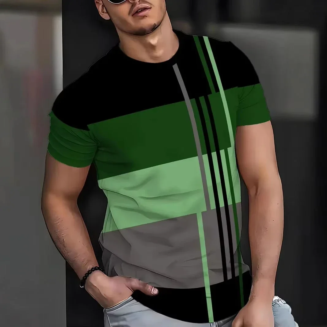 Summer Men's Clothing 3D Circular Print T-shirt Outdoor Round-neck Short-sleeved Tshirt Sports Street Tops photo 6