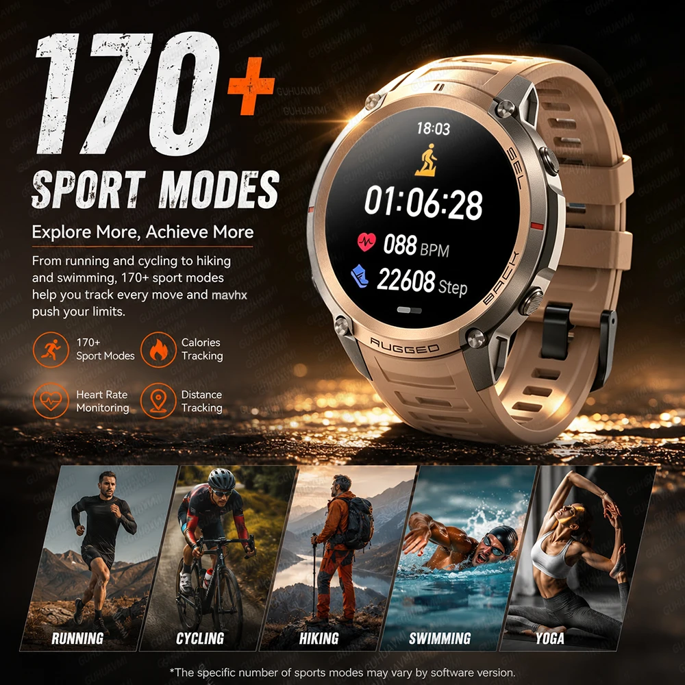 2026 Military Satellite Offline Map GPS Smart Watch Men 1.43''AMOLED Bluetooth Call Compass 5ATM Waterproof 170+Sport Smartwatch photo 6